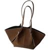 AHIOJEGX Borsa Donna Pelle Borse da donna firmate, grandi e capienti, in pelle scamosciata pura, con tracolla(Coffee)