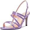 Castamere Donna Medio Tacco Heel Aperte sulla Punta Slingback Sandali Cinturino alla Caviglia Sexy da Matrimonio Feste 8.5 CM Heels Nero Verniciata 41 EU