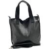 FlorenceLeather Florence OTF161S - Borsa a tracolla da donna, in vera pelle, colore: Nero, Nero , groß 44x36,5x14cm