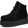 RoseG Scarpe da Donna High Stivali Polacchine Top Creepers Nero Size40.5