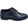 Malu Shoes Scarpe Uomo Francesina Inglese Vera Pelle Lucida Blu Made in Italy Fondo Cuoio con Antiscivolo Cerimonia (41 EU)