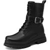 QUEEN HELENA Anfibi con Fibbia Stivaletti Bassi Scarponcini Donna X33-99 (Nero, Sistema Taglie Calzature EU, Adulto, Donna, Numero, Media, 39)