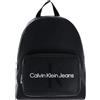 Calvin Klein Jeans Zaini da donna scolpiti Campus BP40 mono, logo nero/metallizzato, taglia Amazon, Logo nero/metallico