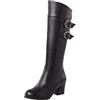 Xmiral Stivali Donna Fiocco Zip Laterale Rotondo Ginocchio Tacco Quadrato Nudo Stivaletti Casual a Tubo Lungo (38,Nero)