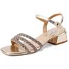 QUEEN HELENA Sandali Eleganti Donna con Strass con Tacco Basso con Cinturino ZM9944 (Nero, Sistema Taglie Calzature EU, Adulto, Donna, Numero, Media, 35)