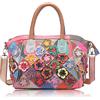 Karoukee Borsa Tote Patchwork da Donna, Borsa a Tracolla in Pelle Bovina Colorata, Grande Borsa a Spalla per Signore, Borsetta Borsa a Mano con Manico Superiore