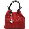 Chicca Borse Borsa a Mano con Tracolla da Donna Realizzata in Vera Pelle Stampa Intrecciata Made in Italy - 34x29x18 Cm