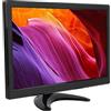 Qiilu Monitor LCD TFT da 12 Pollici 100‑240 V VGA HD Multimedia AV BNC Ingresso CC USB Display a Colori HD Portatile con Altoparlante Telecomando Staffa con Testa a Sfera (Spina UE)