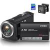 Generic Videocamera 5K, videocamera 64 MP con zoom digitale 18x, WiFi, visione notturna IR, telecamera per YouTube, touch screen, include scheda SD, microfono, 2 batterie, telecomando