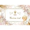 AIBIIN 2,1 x 1,5 m personalizzato Prima Comunione Tema Sfondo Boho Rosa Floreale Battesimo Festa Fotografia Sfondo Piccione Piccolo Angelo Dio Benedica Photo Decoration Banner