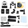 NinGYiYan, Fotocamera panoramica a 360 gradi per l'azione, Videoregistratore HD 28 FPS con connessione per doppio dispositivo, Memoria espandibile da 32 GB, Design portatile per (Bianca)