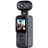 Risveglio Fotocamera 4K per corpo con microfono esterno, rotazione 180 per mini cam sport e viaggi, batteria 2000 mAh, video HD 2688 x 1520 (nero)