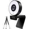 SEVEQIS FHD 1080P a fuoco fisso Live Streaming Webcam con Dual Ring Light 30FPS USB Treppiede Web Camera for PC Laptop for conferenze