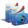 GT PHOTO Realishot Splash - Confezione da 2 fotocamere usa e getta impermeabili fino a 6 m, 2×27 foto, pellicola a colori 35 mm ISO 400 con flash integrato ed esposizione automatica - blu
