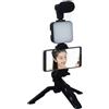 Generic Kit Vlogging per smartphone: kit video tutto in con microfono e luce LED | Supporto per telefono con treppiede regolabile per Vlogging, Streaming e registrazione video professionali | Kit Essent