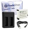 Trade-Shop Set 2 in 1: batteria di ricambio IS360XB 1150 mAh + caricatore Dual USB con cavo micro USB per fotocamera Insta360 One X.