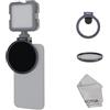 FOTGA Adattatore per filtro obiettivo con filettatura da 67 mm + filtro ND2-400 variabile da 67 mm per iPhone 14 15 16 Pro Max smartphone cellulare, scarpa fredda per microfono/luce LED, antiscivolo