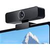 LEIYTFE Webcam Per PC Con Microfono, Webcam Grandangolare A 90°, Per Desktop, Laptop, Studio, Conferenze, Gaming, USB Plug And Play, Correzione Della Luce(2K)