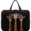 Hiseng Conchiglie Compatibile con 10-17 Pollici Custodia Borsa per Laptop con Manici, Giraffa 3D Computer Portatile Custodia Protettiva PC Sleeve per Laptop (12,Nero)