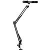Andoer Supporto regolabile in metallo Supporto a forbice Staffa a braccio + Supporti per doppio telefono + Supporto per telefono Staffa + Adattatore a sfera + Mini luce LED + Telecomando per YouTube