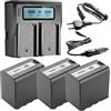 CQJFCYBRA Batteria 7800mAh VW-VBD78 VBD78 + Caricatore Doppio LCD Rapido, Compatibile Con Panasonic, For VBD58 VBD29 AJ-HPX260MC, HPX265MC, PX270, AG-FC100, MDH2(3BatteryWithCharger)