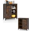KOMFOTTEU Credenza da Cucina, Mobile Buffet con Porta Scorrente in Stile Granaio, Armadio da Pranzo con 6 Scompartimenti e Ripiani Regolabili a 3 Livelli, Mobile Industriale, 70 x 30 x 81 cm