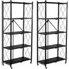 SEVEN COMFORT Scaffalatura pieghevole da 2 pezzi, scaffale pieghevole a 5 ripiani, in metallo con ruote, 100 kg, per cucina, bagno, soggiorno (nero)