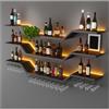 TAUODUYY 100cm Espositore per vino moderno da parete in metallo, 3 Livelli Portabottiglie da parete con portabicchieri, porta vino con illuminazione a LED Parete Per Casa, Bar, Ristorante (nero, 100cm)