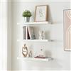 [en.casa] Set di 3 Mensole da Muro 60x20x4 cm Consolle Portaoggetti da Parete Mensole Sospese con Fissaggio Nascosto Ideali per Soggiorno Cucina Bagno - Bianco