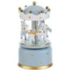 LE STELLE Carillon Musicale Giostra, Cavalli Bianchi e Oro, 7,5 x 13 cm, Celeste con Pois Dorati