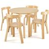 COSTWAY Set Tavolo e Sedie per Bambini, con Schienale Curvo in Legno, Tavolo Attività per Bambini con 4 Sedie, Capacità di Peso 25kg, 4+ Anni (naturale)