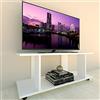 Henor Tavolo Basso su Ruote. Mobile Tv. Legno Mod. Pilar 110 x 40 x 45.5 cm. Con Rotazione 360 e Freno. Bianco