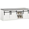 SoBuy Panca Scarpiera Ingresso con Seduta e Vano Contenitore con Ante Scorrevoli - 120x35x45cm - Capacità di Carico Fino a 200kg, Design Salvaspazio per Ingresso e Camera da Letto, MDF E1 - FSR133-W