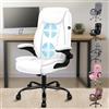 ALFORDSON Sedia Ufficio Ergonomica con Massaggio, Sedia Scrivania con Supporto Lombare, Poltrona Girevole ad Altezza Regolabile per Ufficio e Studio Sala Riunioni, Portante 150 kg, Similpelle(Bianca)