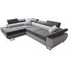 Robin Inspire Saturn Premium Divano angolare con funzione letto cassetto per biancheria e cuscini Poggiatesta regolabili stile moderno grigio scuro e chiaro angolo a sinistra 272 x 200 x 90