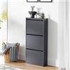 [en.casa] Scarpiera Salvaspazio con 3 Contenitori Ribaltabili Portascarpe in Metallo Mobile per Ingresso Giardino Spogliatoio - Grigio