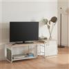 [en.casa] Set 2 in 1 Mobile TV e Tavolino Basso Stand TV e Centri Multimediali a 2 Ripiani 46,5 x 110 x 40 cm e Tavolino Basso Sovrapponibile 52 x 46 x 46 cm Bianco/Effetto Rovere