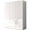 AVANTI TRENDSTORE - Barge - Scarpiera in legno laminato bianco lucido con 3 ante a battente e 8 ripiani. Dimensioni LAP ca. 95x116x35cm
