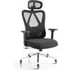 Arebos Sedia da Ufficio Ergonomica | Poltrona da Scrivania con Poggiatesta Regolabile 3D, Braccioli 3D, Supporto Lombare 2D, Funzione Oscillante | Sedia Girevole in Mesh | Supporto Schiena | 136 kg