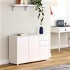 [en.casa] Credenza con 2 Cassetti e 3 Ante Comò Cassettiera Multiuso con Scomparti Vani Chiusi per Soggiorno Camera da Letto Ufficio 74x117x36 cm - Bianco Opaco