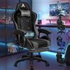 ALFORDSON Sedia da Gaming Massaggiante, Poggiapiedi Telescopico, Sedia Gamer con Cuscino Lombare & Poggiatesta, Ergonomico Sedie da Ufficio Schienale Regolabile 90-150°, Similpelle(Grigia)