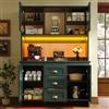 Lcoho Armadi da cucina (120 x 40 x 179 cm), credenze, mobili da cucina con ante in vetro marrone e illuminazione a LED, verde