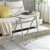 [en.casa] Tavolo Pieghevole Salvaspazio con Struttura Cromato e Piano in Acrilico Tavolino Portatile Richiudibile per Divano Ufficio Laptop 70x49x68 cm Bianco