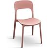 PAZZO DESIGN Sedia Luana, Set Da 4 Sedie, Rosa, Polipropilene, Cucina, Sala Da Pranzo, Giardino, Impilabili - id_1956