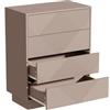 UEV Cassettiera a 4 Cassetti con Motivo a Rombi, Settiminio Spazioso per Archiviazione, Comò Stabile e Durevole per Soggiorno, Camera da letto, Corridoio, 60 x 33,5 x 77,5 cm, Beige Mocca