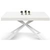 Mar.c.a. Design - Tavolo da Pranzo Allungabile Rettangolare 140x90x76 cm - Allungabile Fino a 220 cm con Piano in Legno e Gambe in Ferro - Finitura Bianca - Made in Italy
