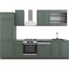 Vicco Cucina componibile Fame-Line, Verde-oro rustico/Antracite, 300 cm senza piano di lavoro, per l'espansione personalizzata con moduli compatibili