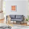 [en.casa] Divano a 2 Posti di Seduta Rivestito 2 Cuscini da Schienale e Braccioli con Tasche Integrate Sofa Imbottito a Telaio in Metallo per Salotto Soggiorno - Grigio Scuro
