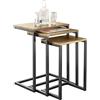 SoBuy Set di 3 Tavolini Nesting, Tavolini da Salotto Moderni per Soggiorno, Design Salvaspazio, Naturale & Nero, FBT102-F