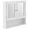[en.casa] Armadietto Pensile da Bagno a Muro con 2 Ante a Specchio e Scomparto Aperto Mobile da Parete con Ripiano per Stoccaggio 58 x 56 x 13 cm - Bianco